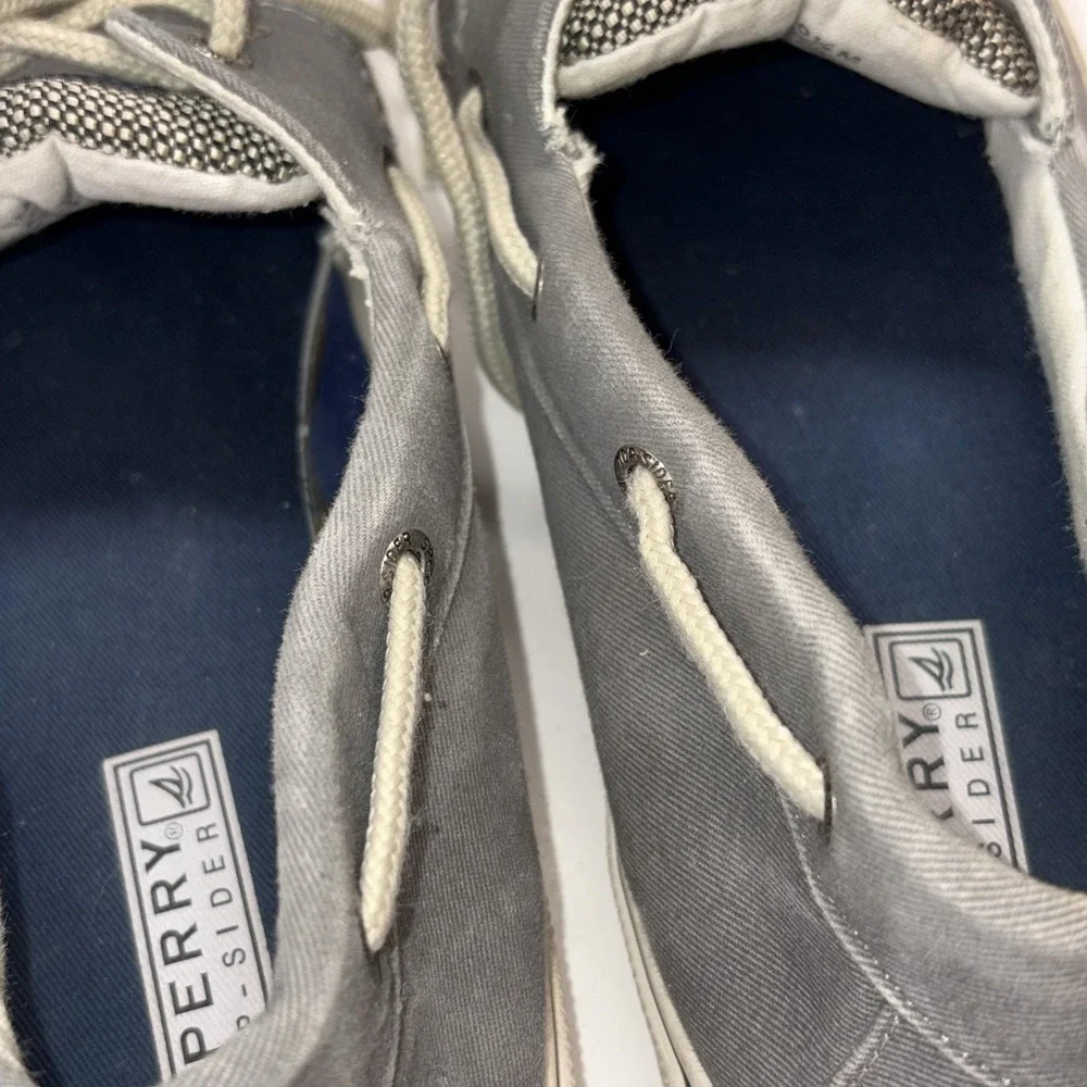 Sperry Top Sider Canvas Deck Boat Shoes Gray Men's Size 10.5